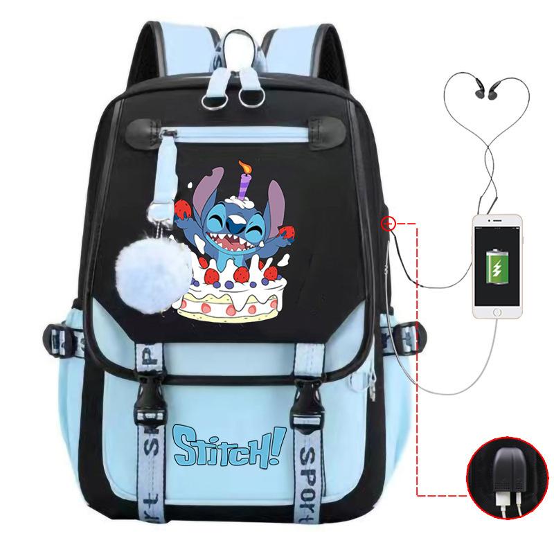 Cartoon Schoolbag Junior High School Student High School Student With Usb Multi-Function Student Schoolbag