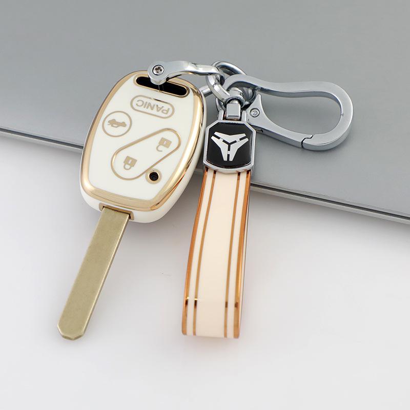 Premium-Schlüsselabdeckung mit goldenem Rand für Honda Accord, Fit, CRV, Odyssey