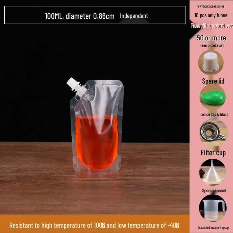 Disposable Transparent Spout Bag for Soy Milk, Chinese Medicine, Soup, or Beverages - Self-Standing and Convenient for Takeaway