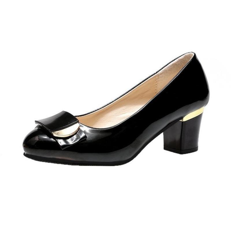 Autumn new women's shoes high fashion wide heel thick heel versatile high heels shallow mouth casual women's single shoes