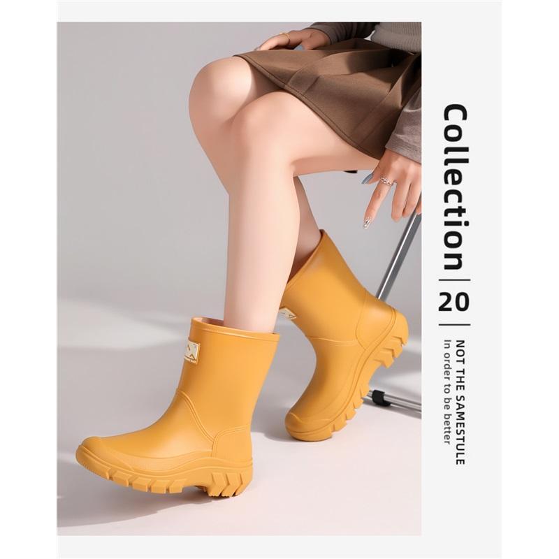 Women's Mid-Calf Rain Boots Non-slip Thick Sole Waterproof Rubber Boots Comfortable Mesh Lining Garden Work Rain Shoes For Women