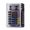 Blocco fusibili per barca marina a 12 Volt, Impermeabile a 12 vie con barra collettrice negativa di terra a 12 vie [100 Amp Max] [Fusibili ATC/ATO] [Indicatore LED] per Auto RV Camion Ecc.