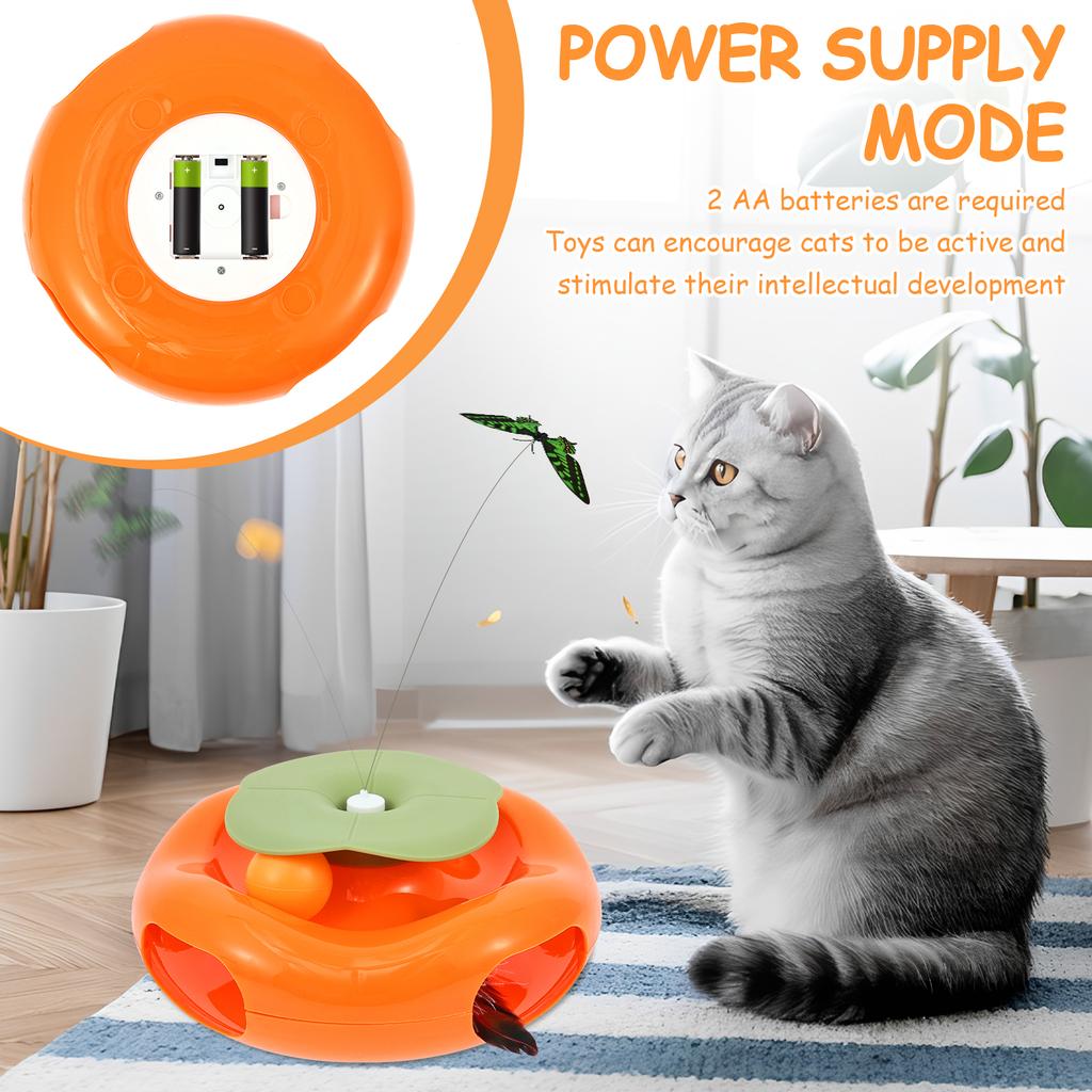 3 in 1 Smart Cat Toys Automatic Rotating Butterfly Wand Feather Fun Ball Toy Set For Cat Dog Electronic Interactive Pet Toy