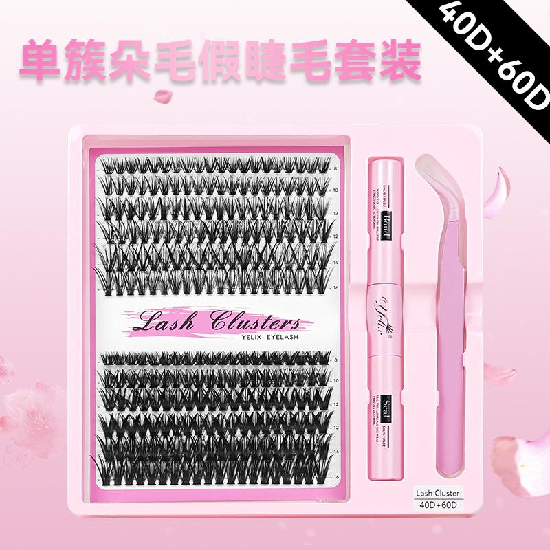 European & American Style 30D/40D Segmented Cluster Lashes 10 Rows Set - Voluminous & Curly DIY Eyelash Extension Kit with Tweezers & Glue