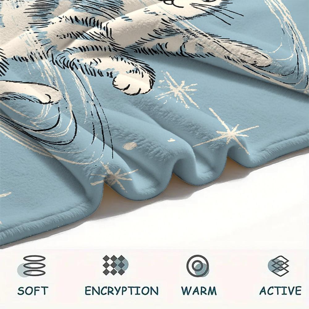 Cats Print Flannel Blanket, High quality Comfortable for All Seasons, Home Decor, Warmth and Comfort