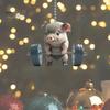 Porte-clés Pendentif Cochon Unique Mignon Cochon Haltérophilie Pendentif de Voiture, Acrylique Plat 2D Miroir Rétroviseur Compact Ornement Suspendu Décor, Porte-clés,