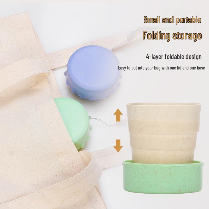 Custom Printed Portable Wheat Straw Telescopic Mouthwash Cup