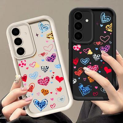 Leren Print Hartvormig Diamant Hoesje Voor Samsung Galaxy S25 Edge S24 FE S23 S22 Ultra Plus A17 A56 A36 A16 A15 A55 A54 A53 5G Zacht Telefoonhoesje