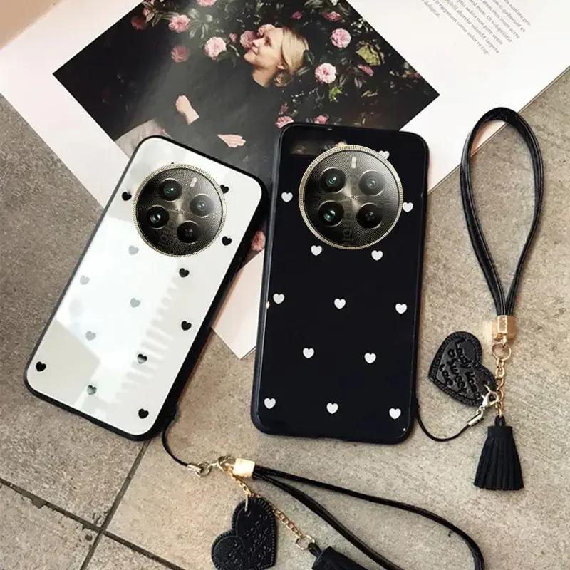 Für Honor Magic 7 Pro Magic7 Love Heart, gehärtetes Glas, stoßfestes Hardcover, für Honor Magic 6 Pro 5 7Lite 7pro, Quaste, Lanyard, weiche Kante