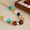 Stone Colorful Resin Necklace Bead Clavicle Chain Creative Beads Short Choker  Women