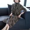 Autumn Winter New High-end Temperament Long-sleeved Jacquard Knitted Dress Women's Slim Long Base Sweater Dress Pullover High Neck Sweater
