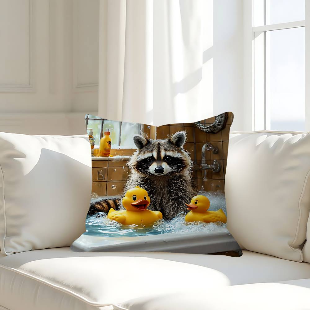 Funny Animals Bathroom Pillow Case Removable Washable Cushion Cover – All-Season Soft Linen