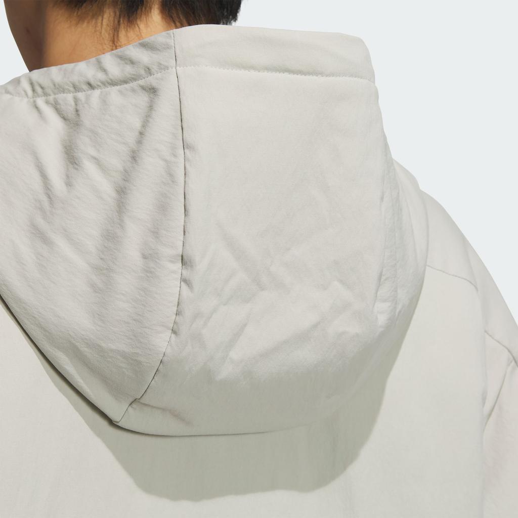 Adidas FW24 Lightweight Padded Waterproof Warm Sports Casual Hooded Long Sleeve Cotton Jacket Men Jackets Light-Gray JY4194