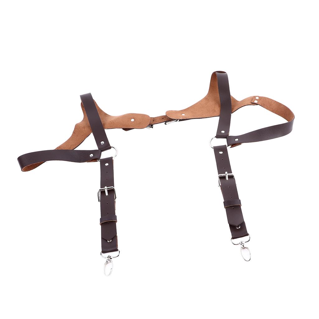 Men Suspenders Adjustable Sturdy Vintage Style PU Leather Renaissance Men Suspenders for Parties