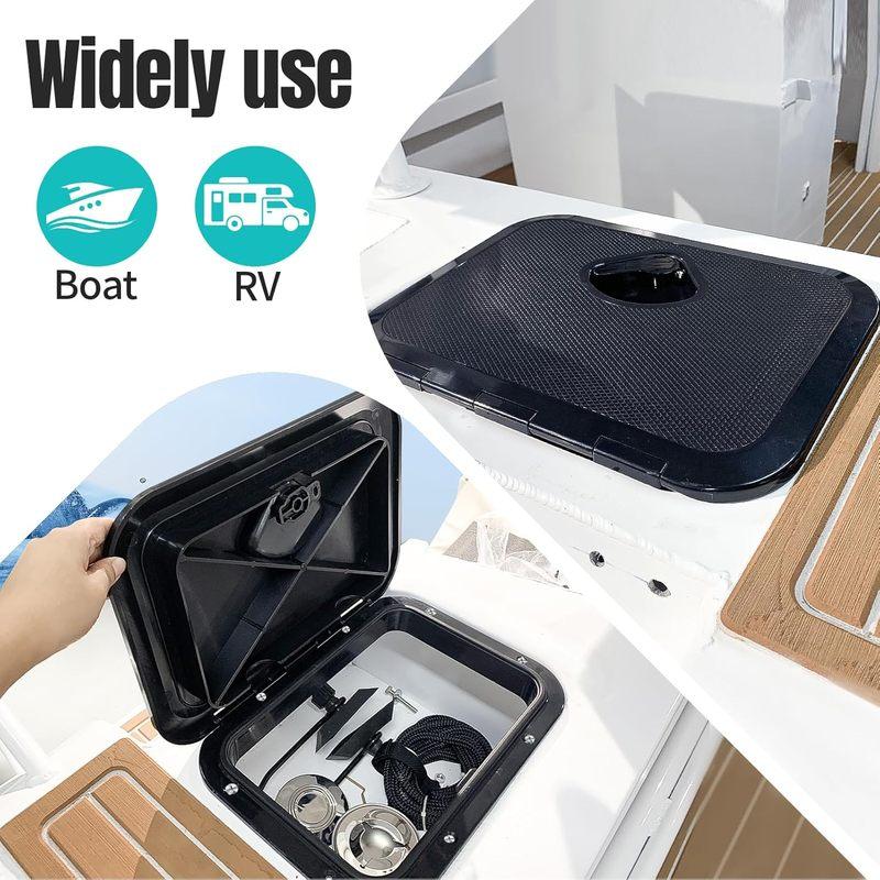 Marine Deck Access Hatch 10.63"×14.76" White/Black Rectangle Boat Hatch & Lid,Boat Deck Hatch Lids
