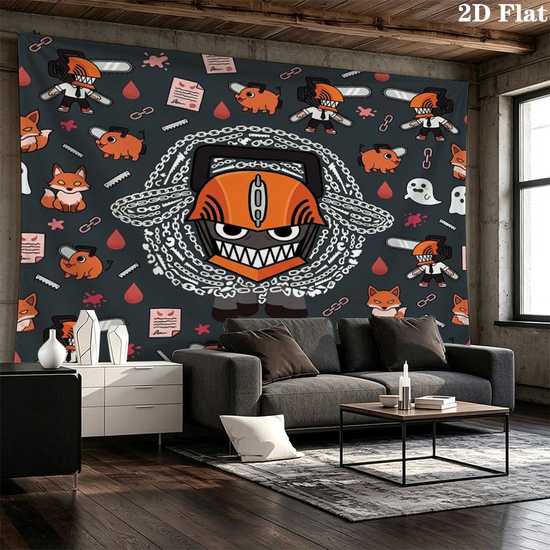 Chainsaw Man Wall Tapestry Aesthetic Wall Hanging Printed Fabric Blanket Decorative Tapestries For Bedroom Living Room Home Decor