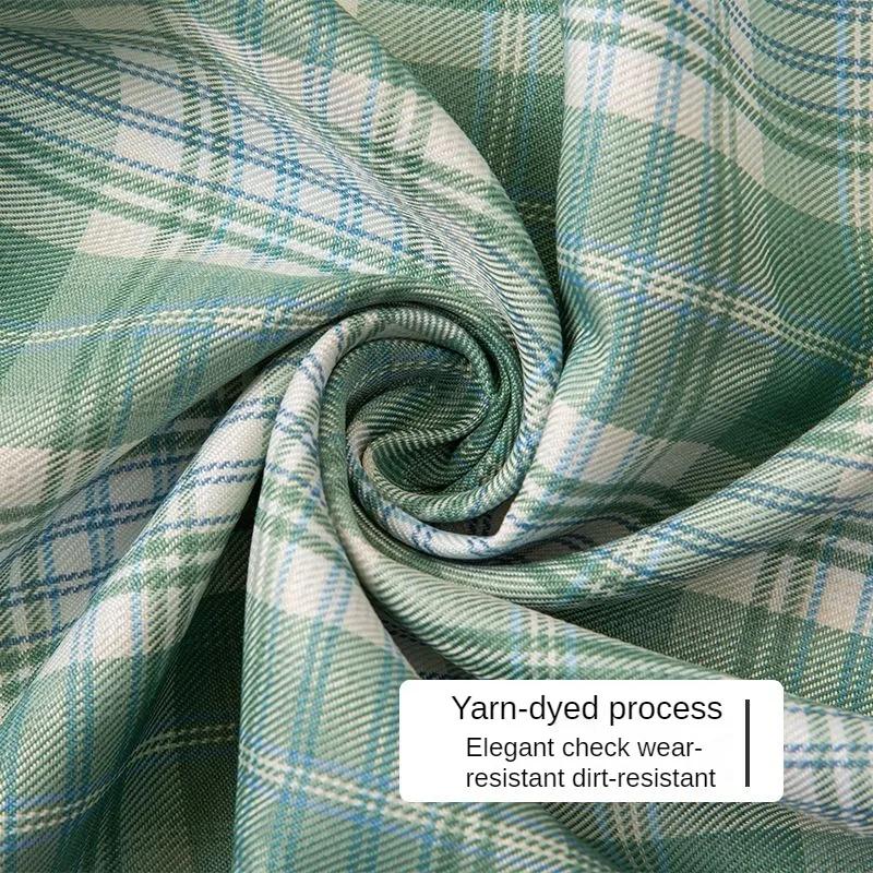 Summer Plaid Fabric Fine Opaque By The Meter for JK Uniform Clothes Dresses Hair Accessories DIY Sewing Cloth Textile Blue Green