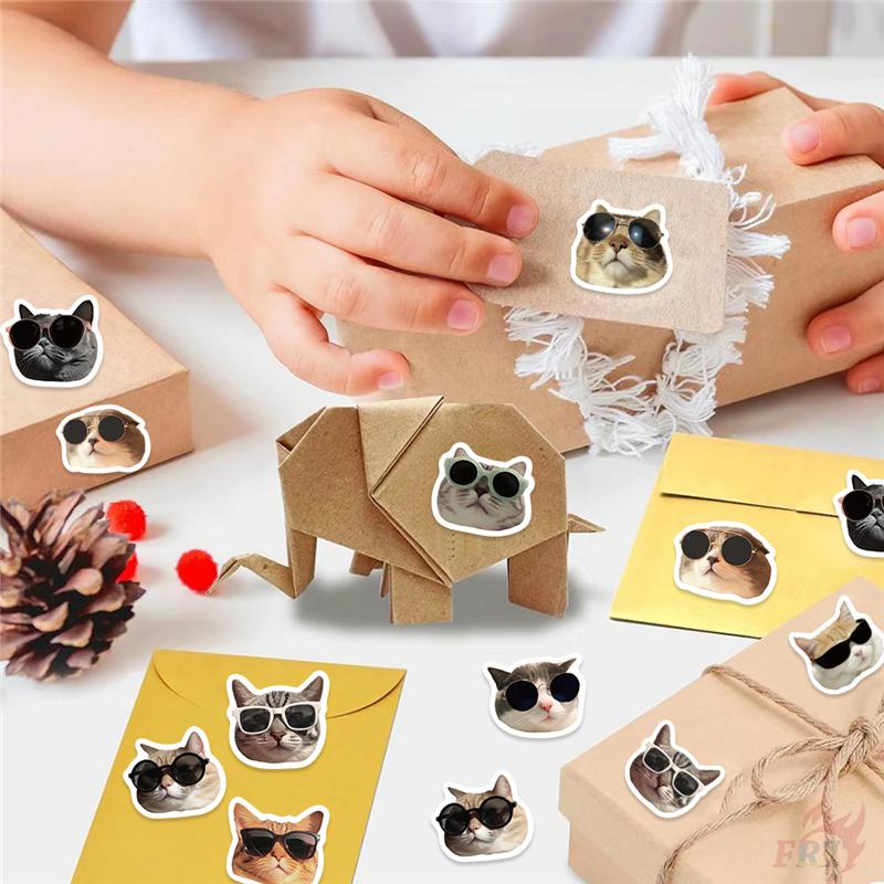 500Pcs/Roll Kuso Funny Sunglasses Cats Kids Rewards Stickers - DIY Scrapbooks Album Decor Sealing Label Decals