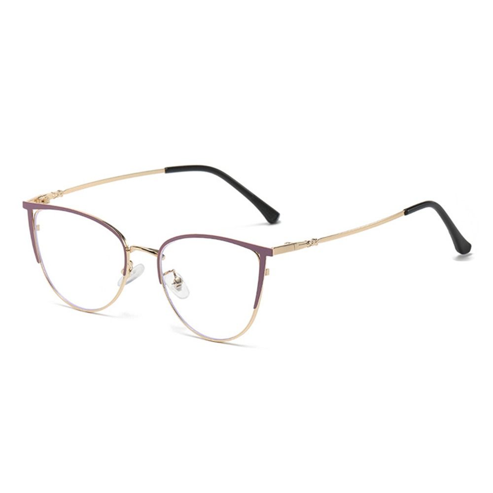 Designer Damer Metall Brilleinnfatninger Anti Blått Lys Briller Kvinner Retro Katteøye 0 Dioptri Optiske Brilleinnfatninger Vintage Kvinne