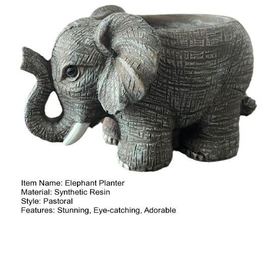 Resin Elephant Shaped Planter Cute Animal Flower Pot for Indoor Plants Small Cactus Pot for Office Home Desktop Decor