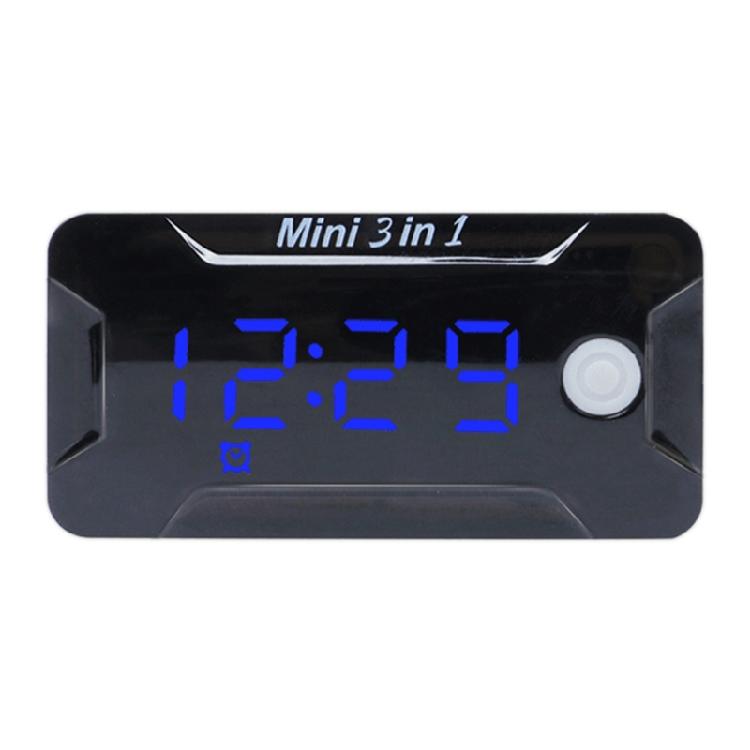 Digital Car Motorcycle Thermometer Voltmeter 3 In 1 Electronic Clock LED Watch