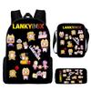 Lankybox Cartoon Pattern Backpack Shoulder Bag Pencil Case Three Piece Set