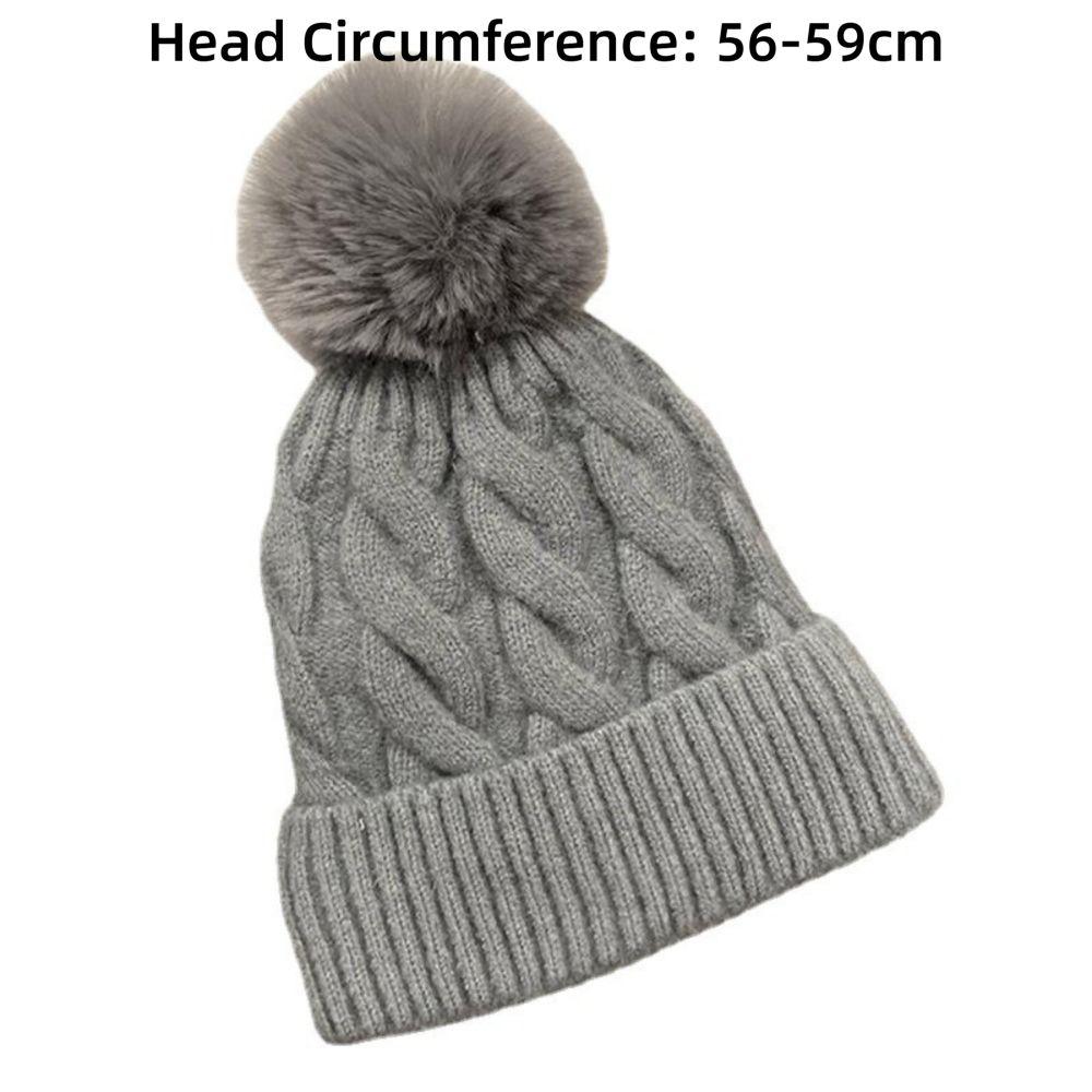 Fashion Keep Warm Pompom Hat Thickened Solid Color Ear Protection Cap Windproof Cold Proof Knitted Hat Autumn Winter