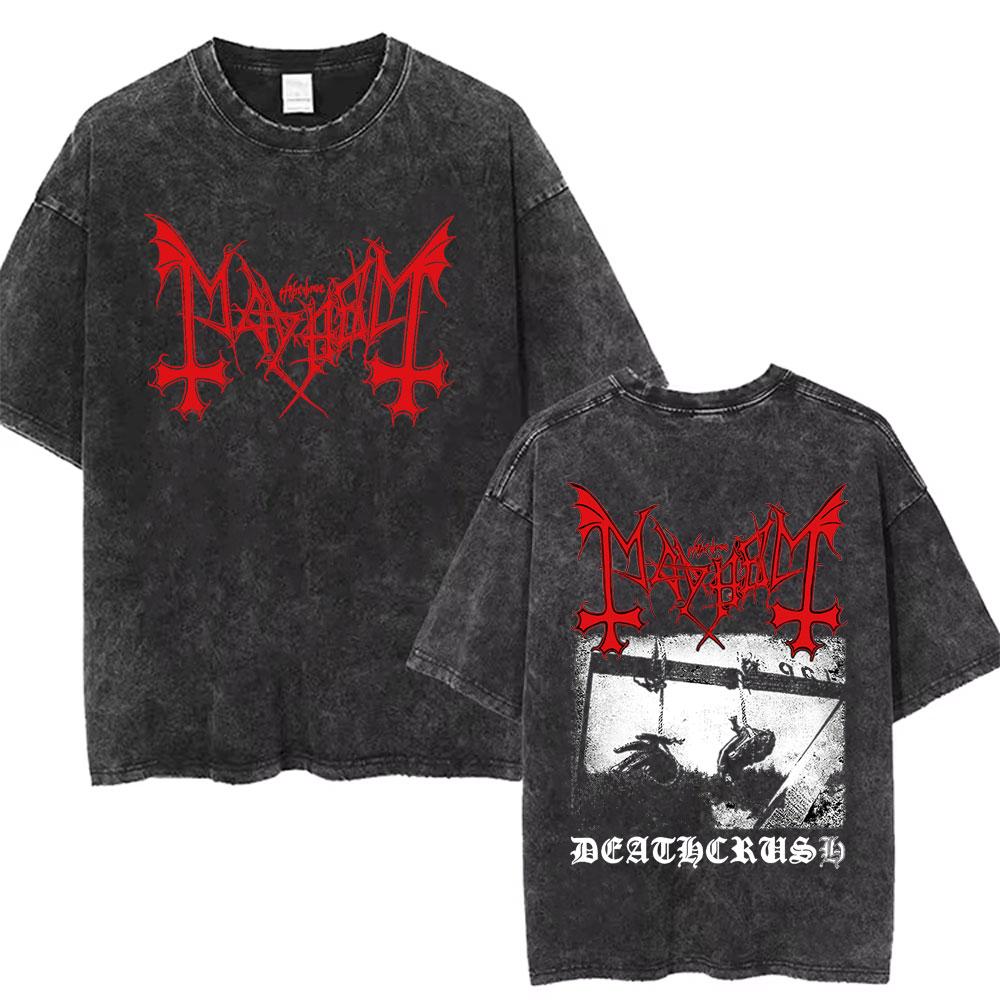 Gewaschenes Retro Klassisches Death Rock Print Baumwolle Herren Damen T-Shirt Sommer Herbst Täglich Outdoor Sport Lässig Locker Kurzarm