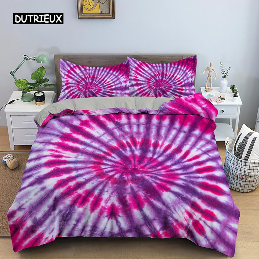 Geometric Printed Bedding Set Microfiber Colorful Lines Duvet Cover with Zipper Closure Queen King Size Quilt Cover Home Textile