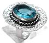 Blue Topaz Hydro Gemstone Ethnic Antique Design Ring US Size-3.5 A59