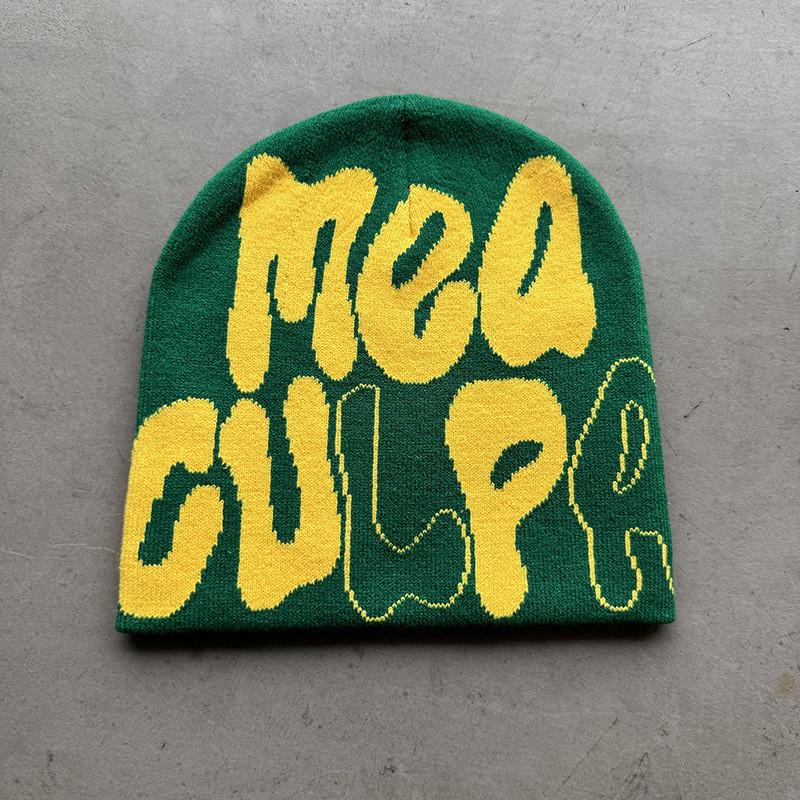 Acrylic Knitted Cap For Teens And Adults With Fashionable Letter Design