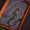 Tibetan Hand-Woven Cotton Cord Necklace with Dzi Bead Pendant - Ethnic Style High-End Lanyard