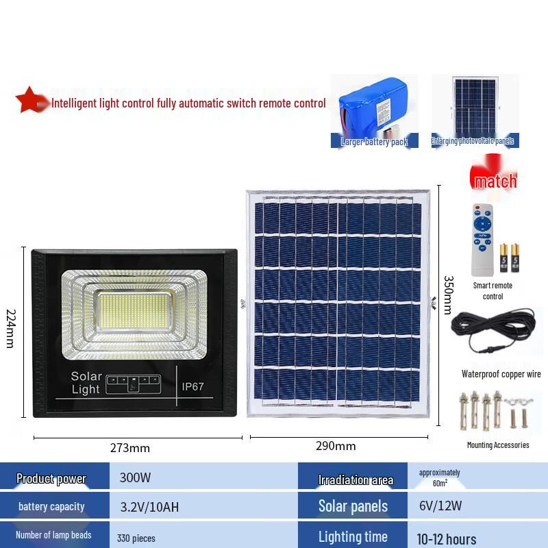 NuFeng 300W Solar Outdoor LED Garden Light