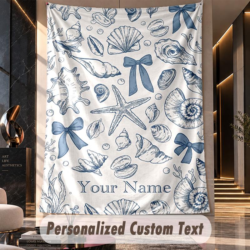 Oceanic Serenity 3 Theme Wall Tapestry Customized With Name Text Personalized Hanging Tapestry For Bedroom Living Room Decor