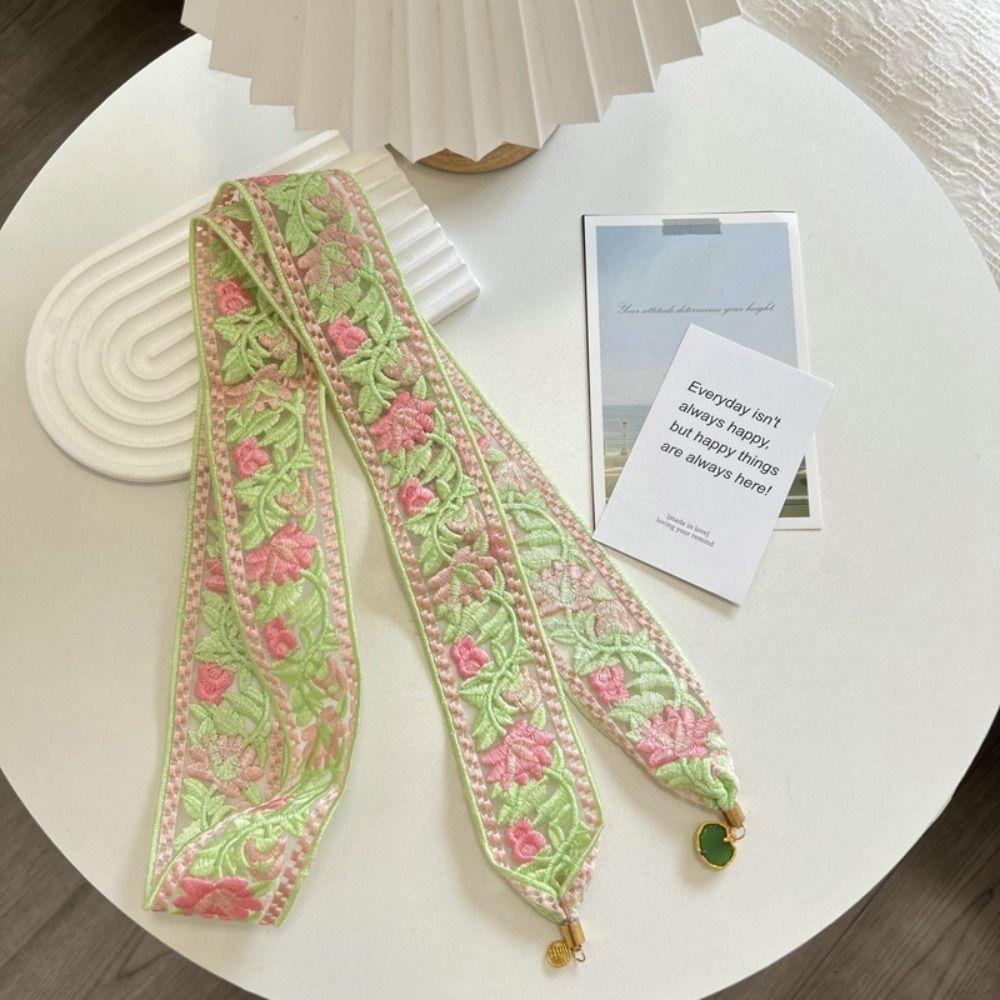 Ribbon Embroidered Lace Scarf Printed Scarf Headband Elegant Narrow Long Scarves  Multifunction