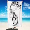 Treble Clef Music Note Beach Towel Black White Sheet Music Print Quick Dry Sandproof Absorbent Towel for Beach Travel Vacation