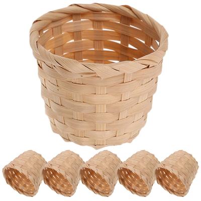 NUOLUX Panier en Bambou, Petit Panier, Mini Panier pour Petites Fleurs, Lot de 6 Pièces, Bambou, Style Ferme, Stylo, Boîte à Bijoux, Petit Contenant pour Jouets
