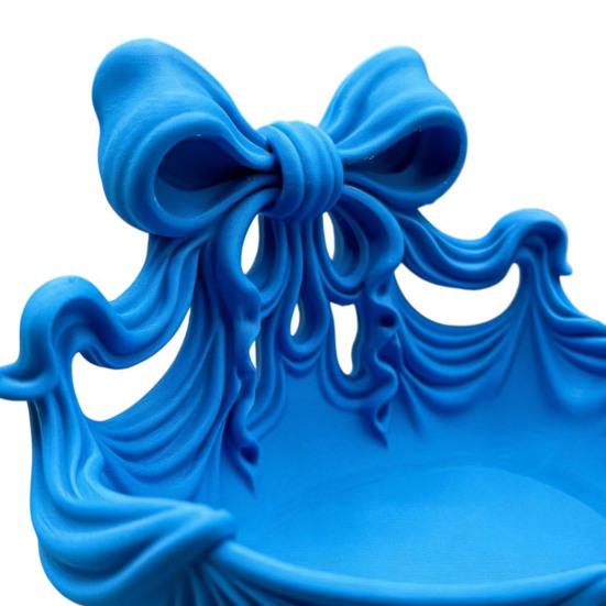 Französisches Schleifen Schmuckschale 3D Gedruckter Organizer mit texturiertem Schleifen-Design Multifunktionale Aufbewahrung für Ohrringe Armbänder Schlüssel Geschenk