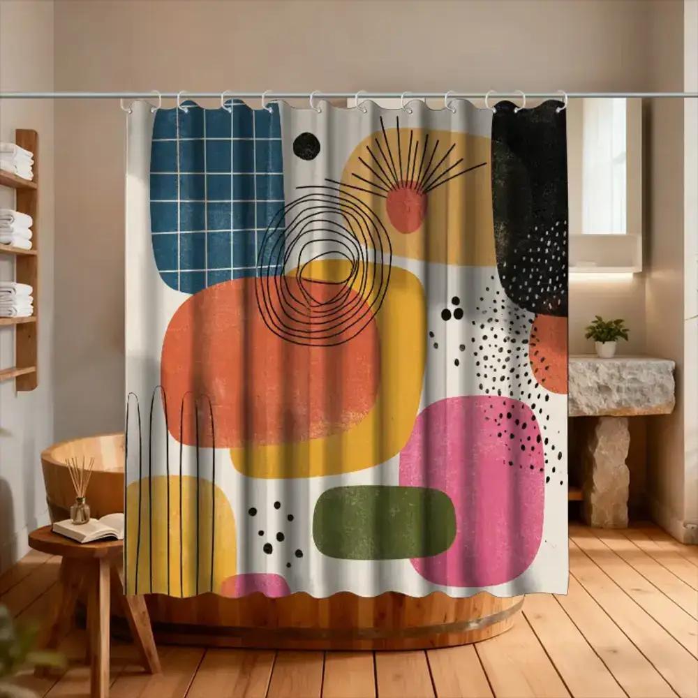 

1Pc Bathroom Shower Curtain, Illustration Design Workshop, Designer Market Shower Curtain, Includes 12 Hooks, 70.87*70.87Inch Ba W60H190(CM)-1 Pcs
