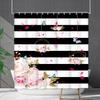 Shower Curtain Waterproof and Mildew-proof Digital Printing Horizontal Strip Plant Flower Printing Shower Curtain Partition Curtain Free Punching