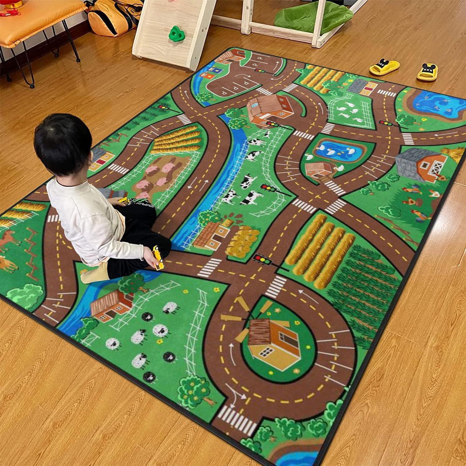 

Cartoon Track Mat Puzzle Crawling Living Room Large Area Carpet Game Room Carpet Easy To Maintain Carpet Retro Home Decoration 40X60CM