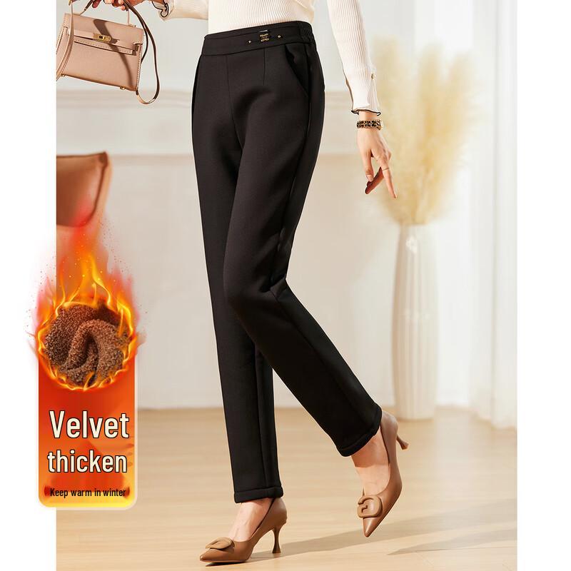 

Women s Fleece-Lined Elastic Waist Casual Pants XL