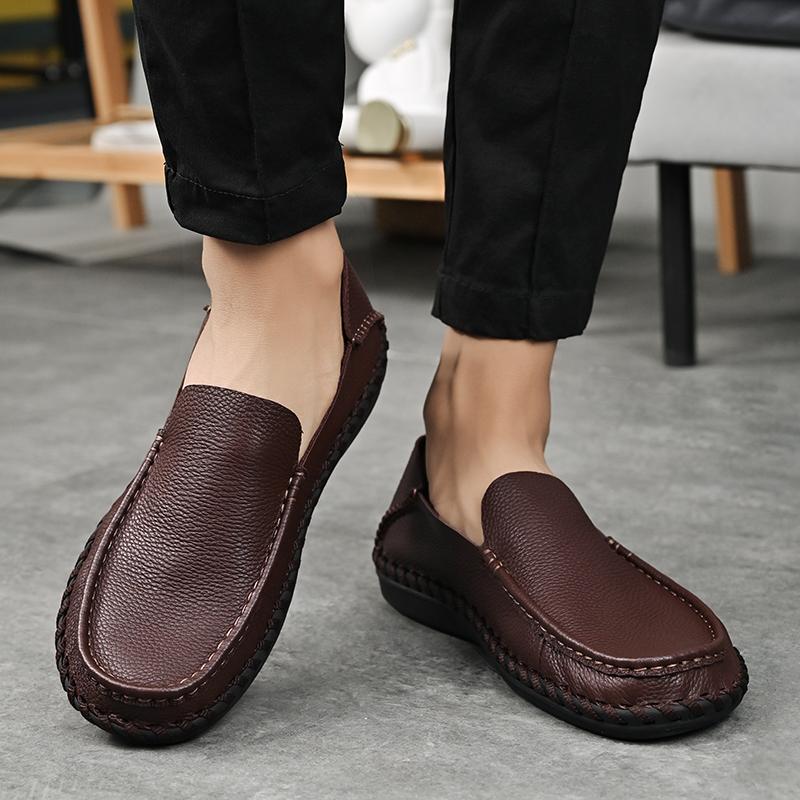 Primăvara Vară Moda Piele Pantofi Casual Bărbați Flat Cool Tânăr Stradă Negri Pantofi Slip-on Business Formali