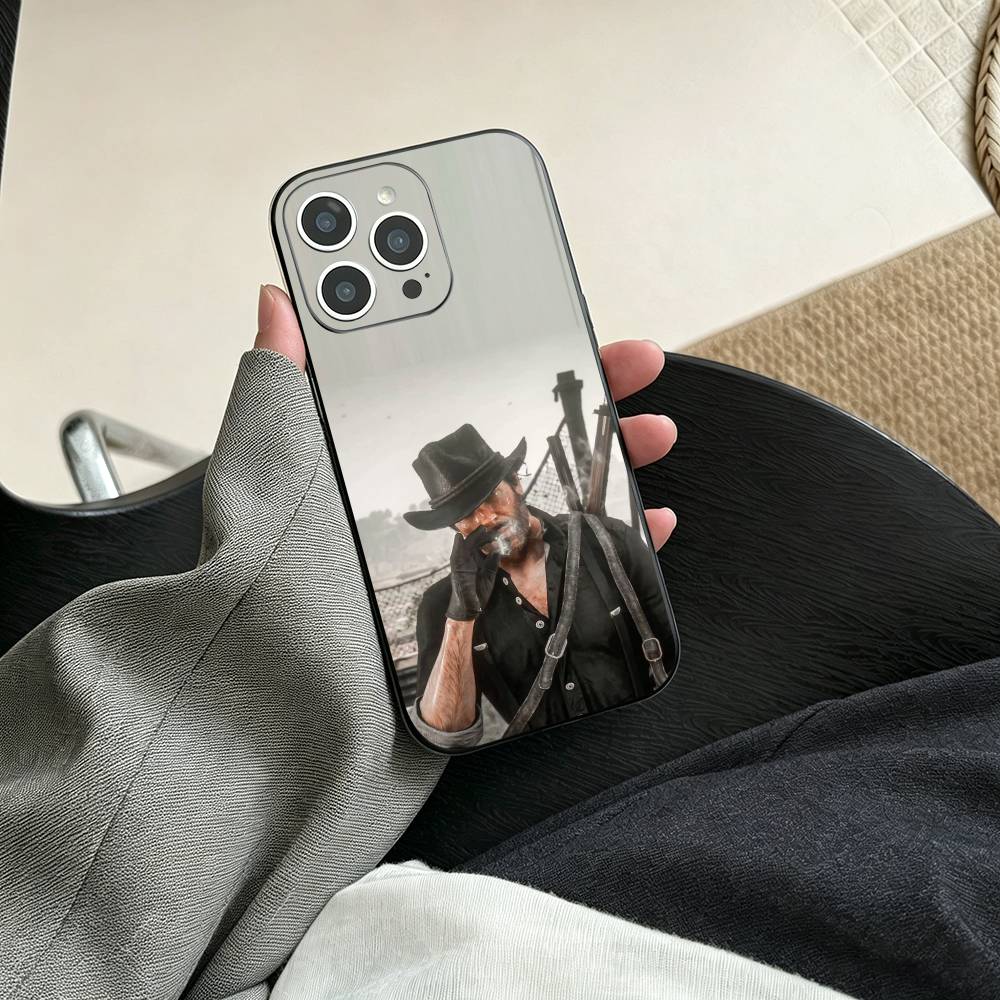 RDR2-Arthur Morgan Telefoonhoesje Voor iPhone 17, 16,15,14,13,12,11 Plus,Pro Max, Anderen Zacht Zwart Hoesje