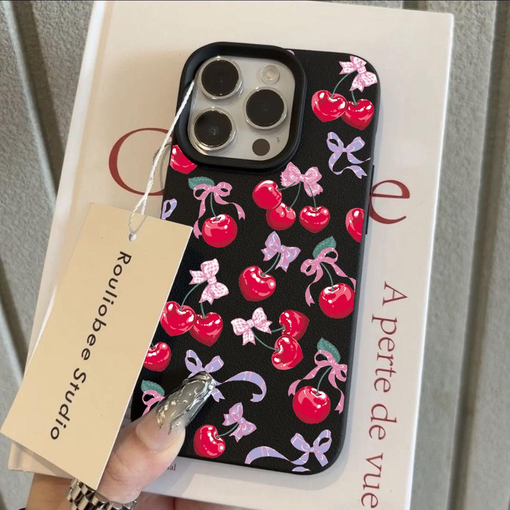 HOT Full Screen Cherry Luxury Lichee leather pattern Phone Case For Redmi A5 A3 A1 14C 13 12 12C 10 9 9A 9C 8 K60 Ultra Cover