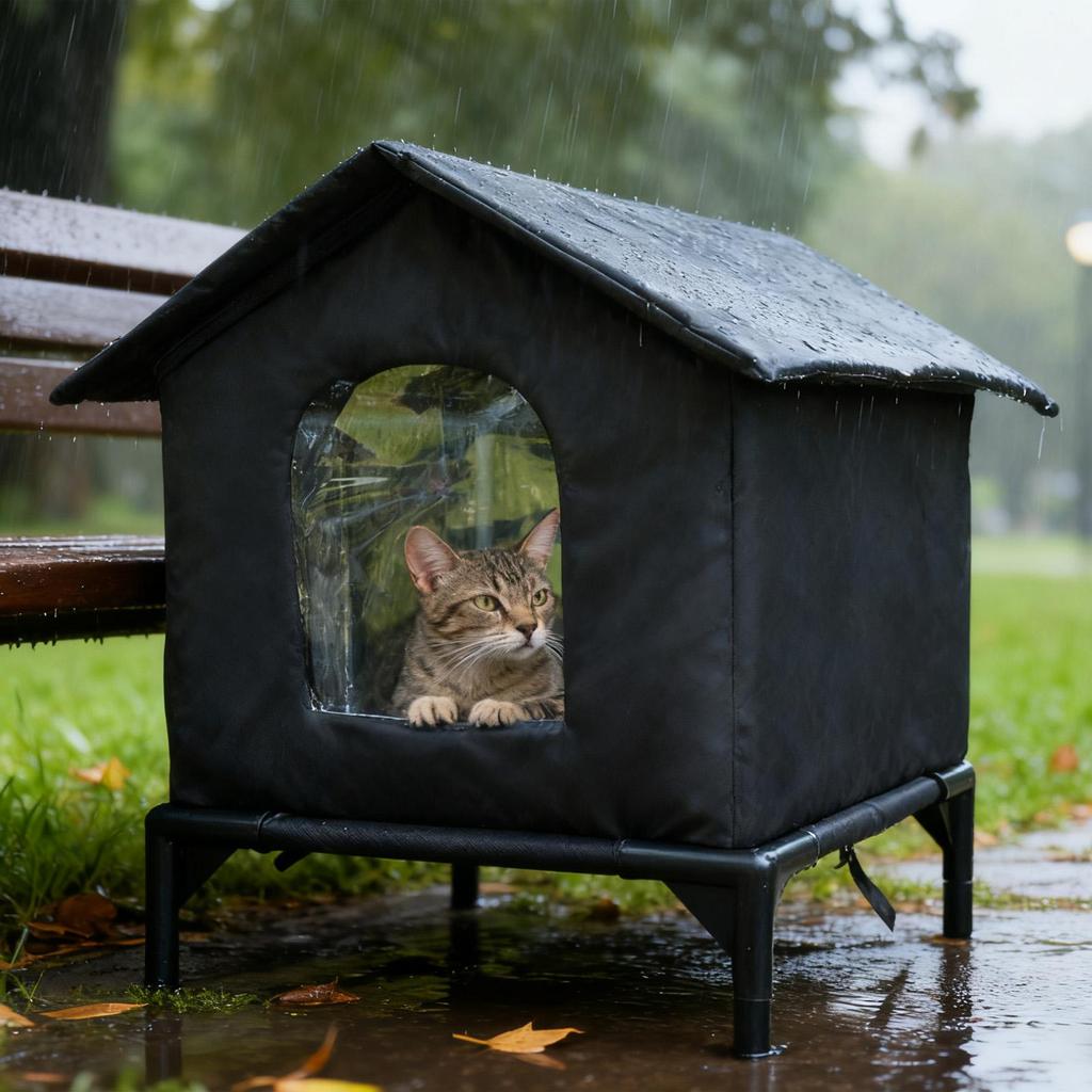 Outdoor Cat Shelter Winter Warm Stray Cat Nest Thickened Enclosed Pet Tent for Garden Patio Backyard Stray Pets