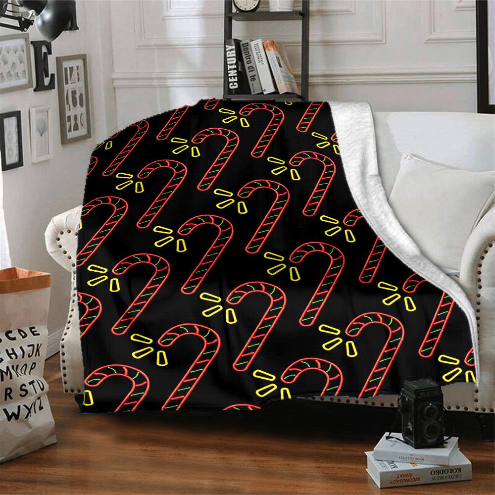 1pc Candy Cane Pattern Blanket Warm, Cozy, And Soft, Suitable for Sofas, Beds, Cars, And Office Use.Perfect for Camping And Travel, Making It a Great