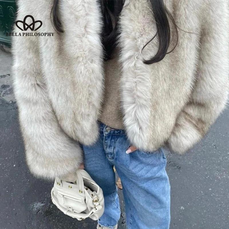 

Шуба короткая искусственный мех женский повседневный уличный стиль искусственный мех лисы женское высокое качество повседневный стиль короткое пальто 2XL абрикосовый