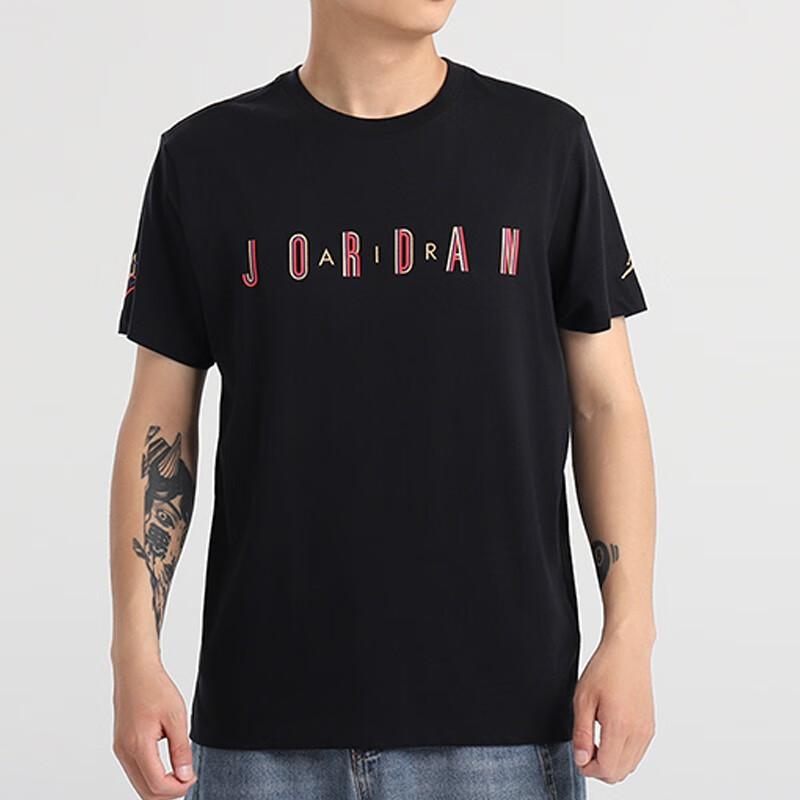 Jordan Sportovní DNA ležérní tričko s krátkým rukávem a krátkým rukávem s výstřihem pro muže, černé topy CN3331-010