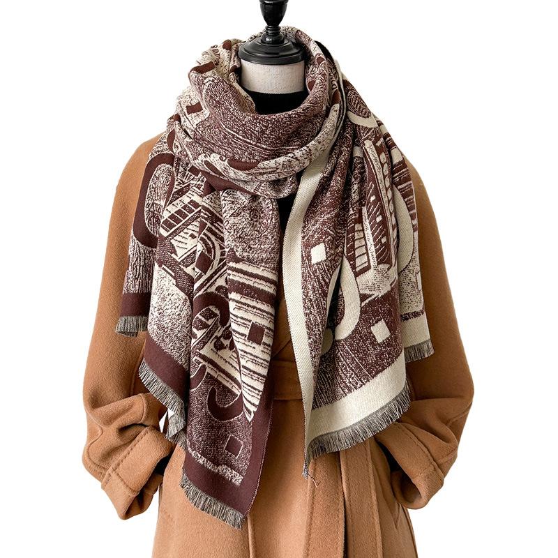 Autumn And Winter Letter Tassel Warm Reversible Scarf Air Conditioner Blanket Shawl Scarf Women